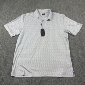 Greg‎ Norman PlayDry Polo Shirt Mens Large Blue Geometric Golf Stretch Print